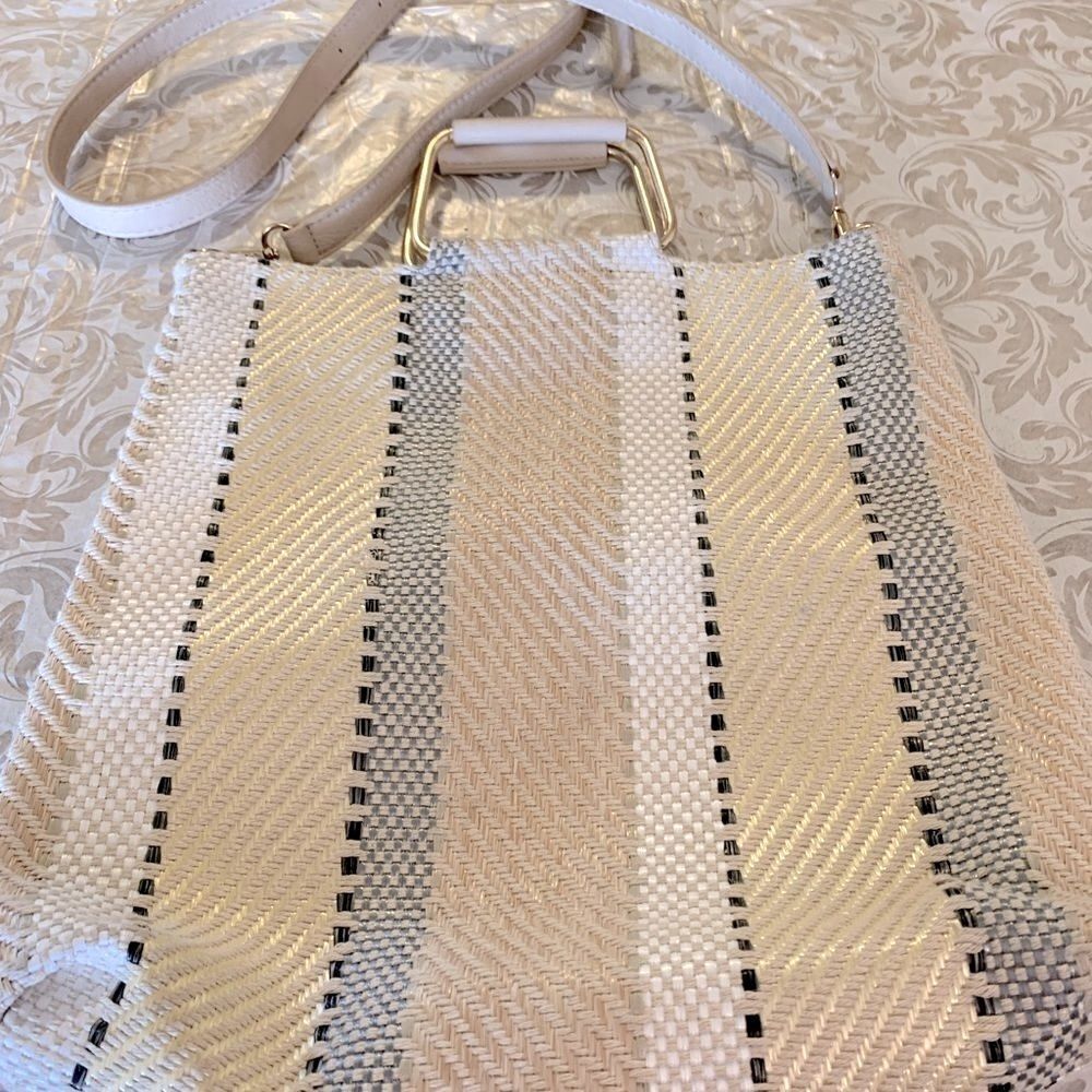 Crossbody Handbag or Tote Multicolor & Metal Handle Removable Strap Gorgeous - Picture 2 of 8